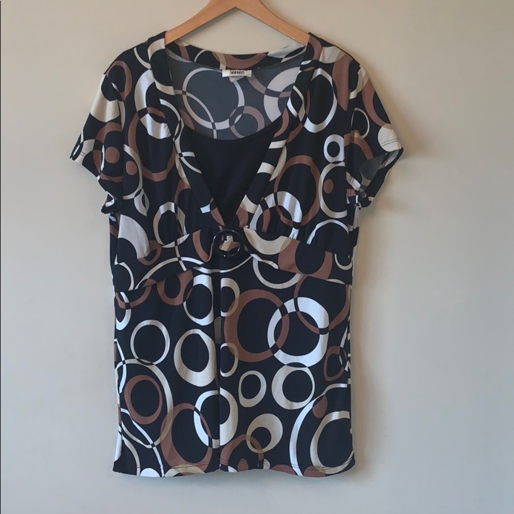Jananas Black Circle Pattern Plus Blouse